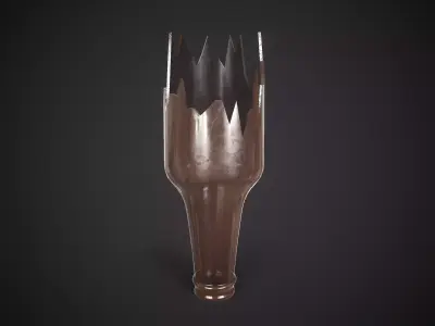 Broken bottle melee Low-poly 3D model