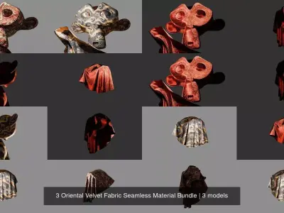 3 Oriental Velvet Fabric Seamless Material Bundle Texture