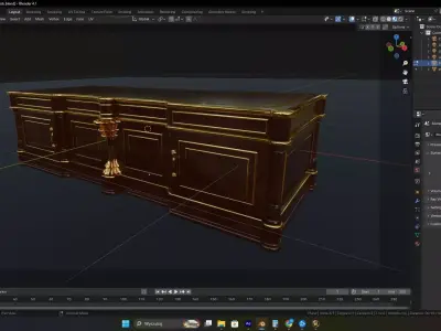 Antique desk 3D model