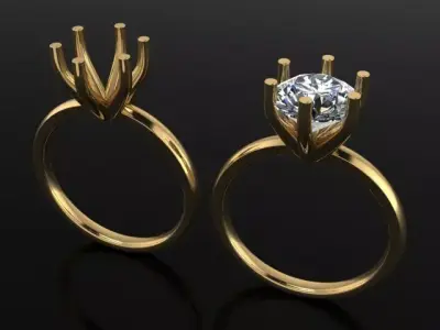 Dainty Solitaire 6 Prong Engagement Ring 8MM 3D print model