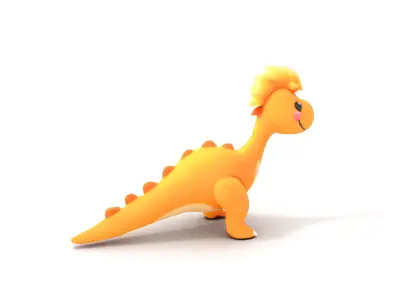 Cheerful Orange Dinosaur model pack Low-poly 3D model