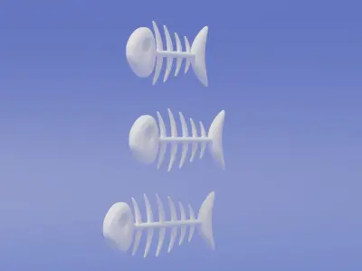 Cartoon Fish Bones Collection 3D model