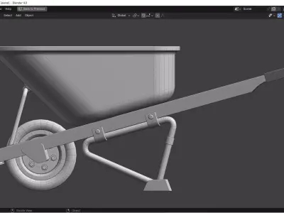 Wheelbarrow Low-poly 3D model 8