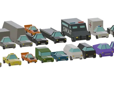 16 Low-Poly Cars Pack Low-poly 3D model