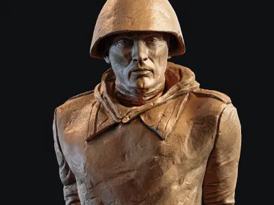 Monument to a WWII soldier 3D print model