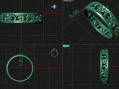 Wedding band flowers print ready  3D print model