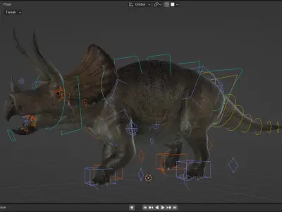 Triceratops Low-poly 3D model 2