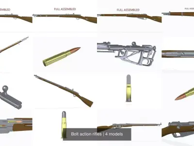 Bolt action rifles 3D Model Pack