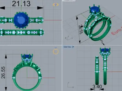 STL 3DM bride wedding ring model wr0006 3D print model