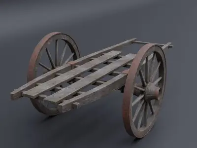Japanese Cart Low-poly 3D model