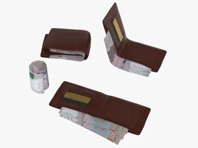 HongKong 500 Dollars Wallet Money Purse 3D model