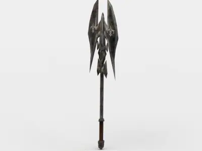 Axe sword with two wings Low-poly 3D model