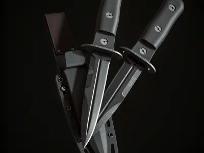 Military Knife Low-poly 3D model 2