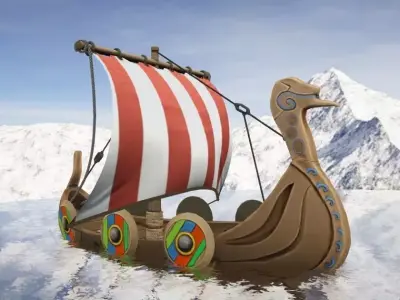 Viking Ship Stylized Low-poly 3D model