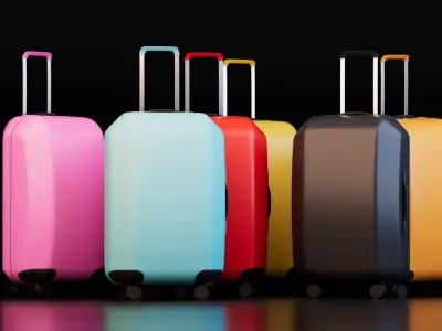 Hard Shell Travel Suitcase Collection 3D model