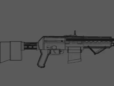 Rail Gun Assault Rifle- AK Inspired Design Low-poly 3D model