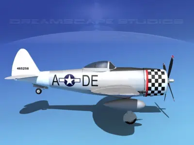 Republic P-47D Thunderbolt V04 3D model