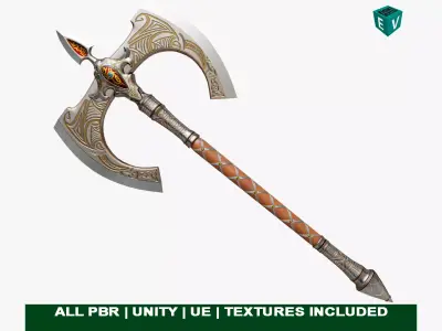 Battle Axe12 All PBR Unity UE Textures Included Low-poly 3D model