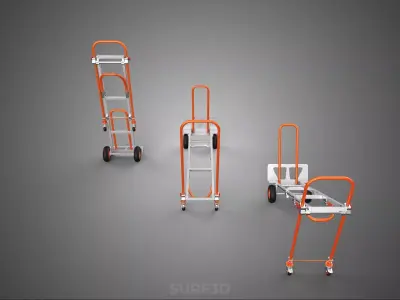 LUGGAGE BAGGAGE SKYCAP PORTER FOLDING CART HAND TRUCK TROLLEY UP 3D model