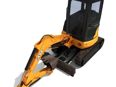 Yellow Mini Excavator Case 3D model