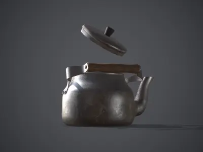 Vintage Old Kettle Teapot Low-poly 3D model