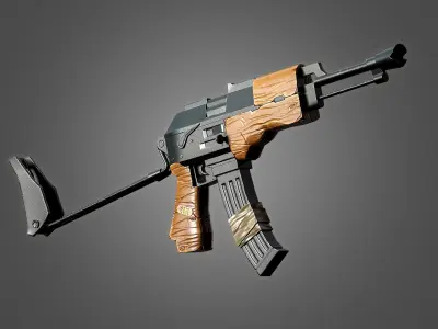 AK 47 Kalashnikov Stylized Gun Game Ready Low-poly 3D model