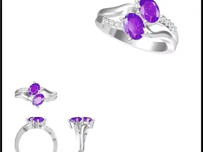 JCD Format Antique color stone rings cad color stone ring 3D print model purchase