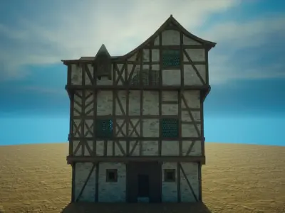 Medieval old House7-interior and exterior design Low-poly 3D model