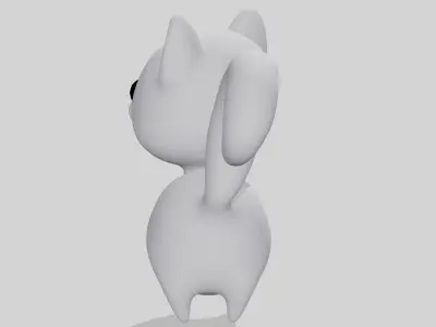 White cute cat  Low-poly 3D model