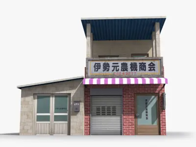 Japanese House x4 Low-poly 3D model purchase
