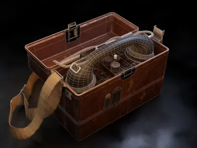 WW2 Military Telephone Low-poly 3D model