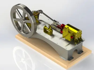 1 CYLINDER HORIZONTAL STEAM ENGINE WITH SLIDE VALVE 3D model