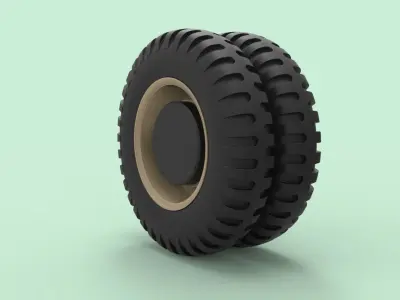 Double wheel from old truck 3D model