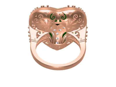 Heart Shape Diamond Cocktail Ring 3D print model