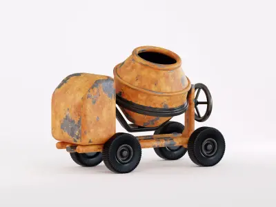 Concrete Mixer Low-poly 3D model Low-poly