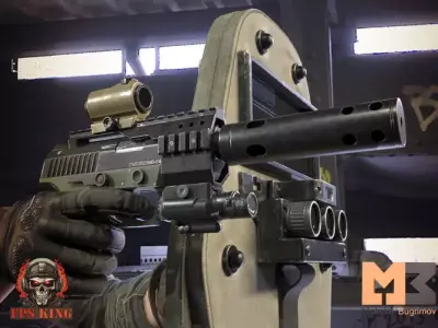 FPS Pistol Tactical Shield Animations Low-poly 3D model