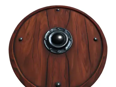Viking Wooden Round Shield Low-poly 3D model