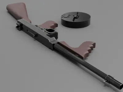 Thompson submachine gun Low-poly 3D model shop