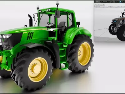 John Deere 6195M Utility Tractor  Premium Model Low-poly 3D model