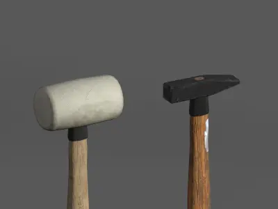 Locksmith and rubber hammer Low-poly 3D model