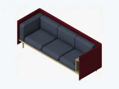 Sofa - Contemporary - Flame - Medium - Armrest Shelf Low-poly 3D model get