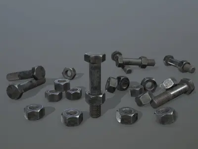 Bolts bolt and nut Low-poly 3D model shop