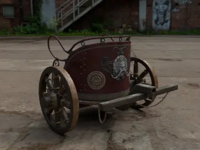 Lowpoly Chariot fire cart - fire cart Low-poly 3D model
