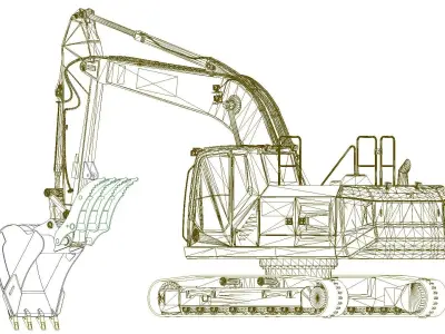 Excavator Hydraulic Thumb Grapple Bucket 3D model
