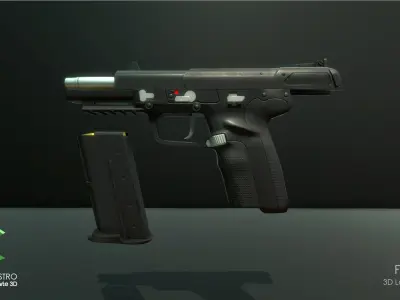 FSC-9mm gun with magazine Low-poly 3D model