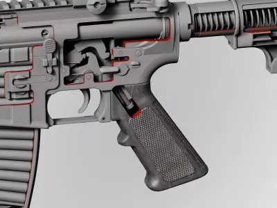 AR15 M4A1 Modular Pistol Grip A2 Customizable Low-poly 3D model