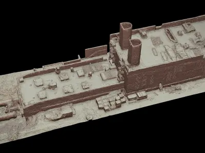 building tech facility terrain drone scan 3D model