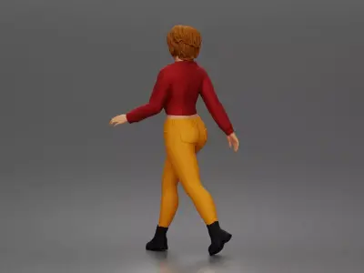 Walking pose highlights outfit design showing energy movement 3D print model