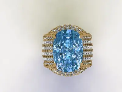 Ring6 gold ring with topaz and diamonds 3D model