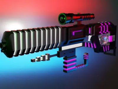 Sci Fi Gun Low-poly 3D model 14